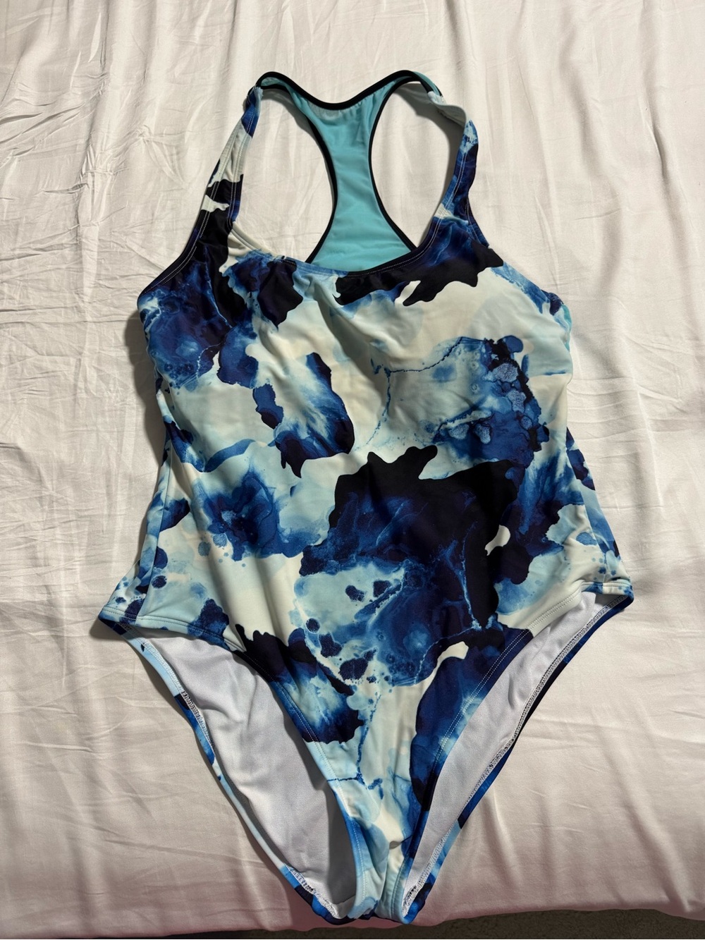 Blue Watercolor One-Piece Swimsuit